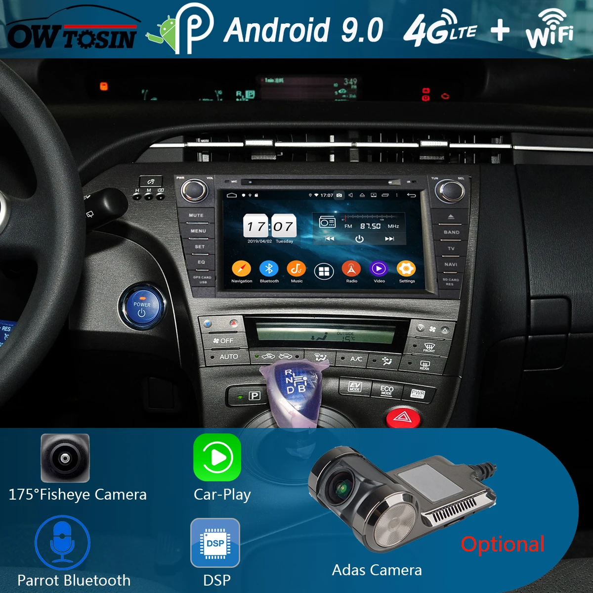 " ips Восьмиядерный 4 Гб ram+ 64 Гб rom Android 9,0 автомобильный DVD радио gps для Toyota Prius 2009- DSP CarPlay Parrot BT стерео Adas плеер