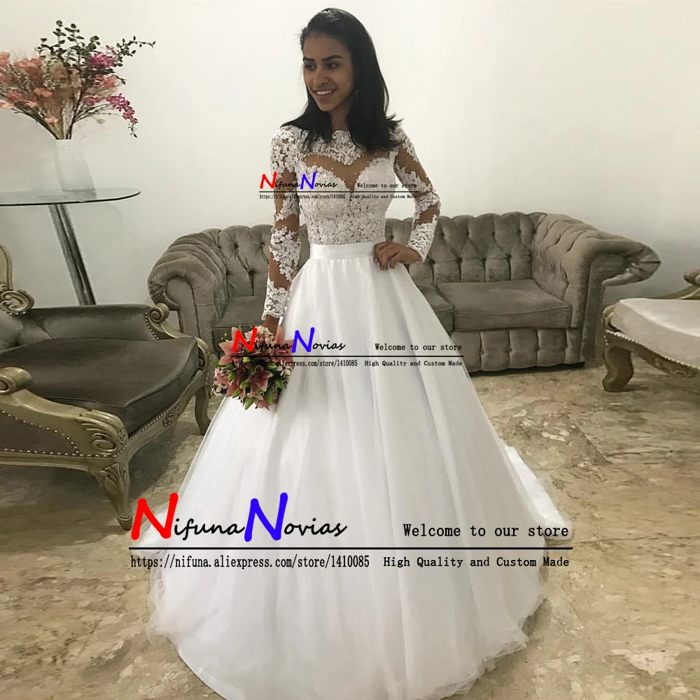 Халат Mariage Дешевое платье невесты из тюля элегантное белое кружевное длинный