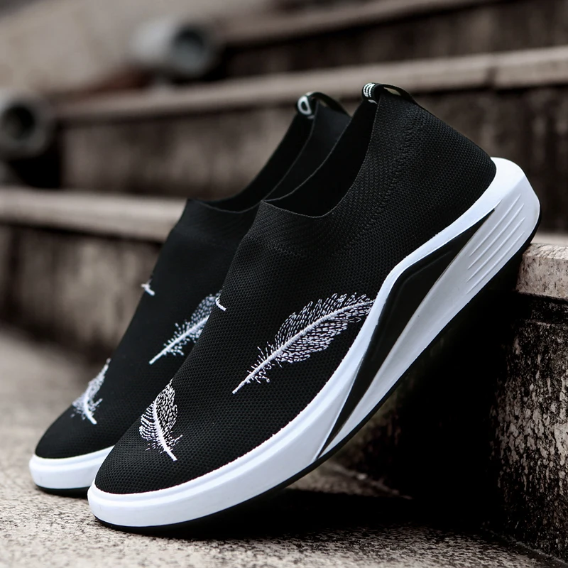 Мужская обувь Tenis masculino adulto мужские черный белый цвет без шнуровки для мужчин 2017