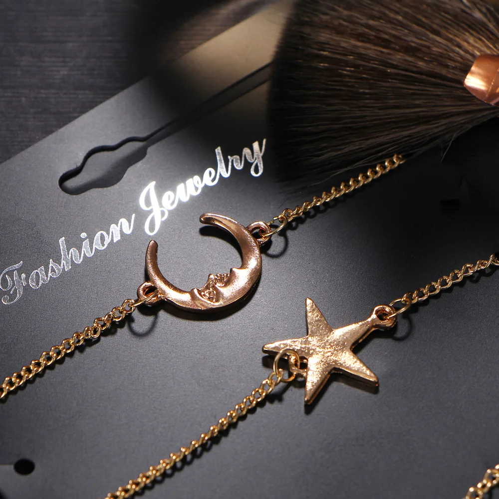 3 шт. Звезда Луна жемчужный кулон браслет Мода цепи Цепочки и ожерелья ювелирные