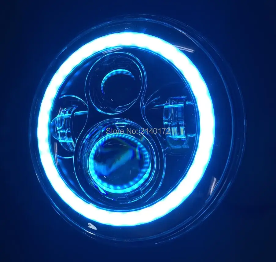 Мотоцикл светодиодный фар 40 Вт Высокий Низкий Луч фары лампа с Halo Кольцо синий
