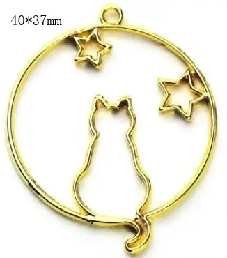 star round GD 5 шт Серебряный Сакура кошки Подвески УФ смолы открытым обрамление Золото Круглый звезда кулон кошка Создание украшений из каучука декоративный брелок Кабошоны - Цвет: star round GD