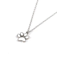 gift animal printed bear paw love heart shape necklace pet dog pendant bear paw paper cut animal pet foot print paw jewelry