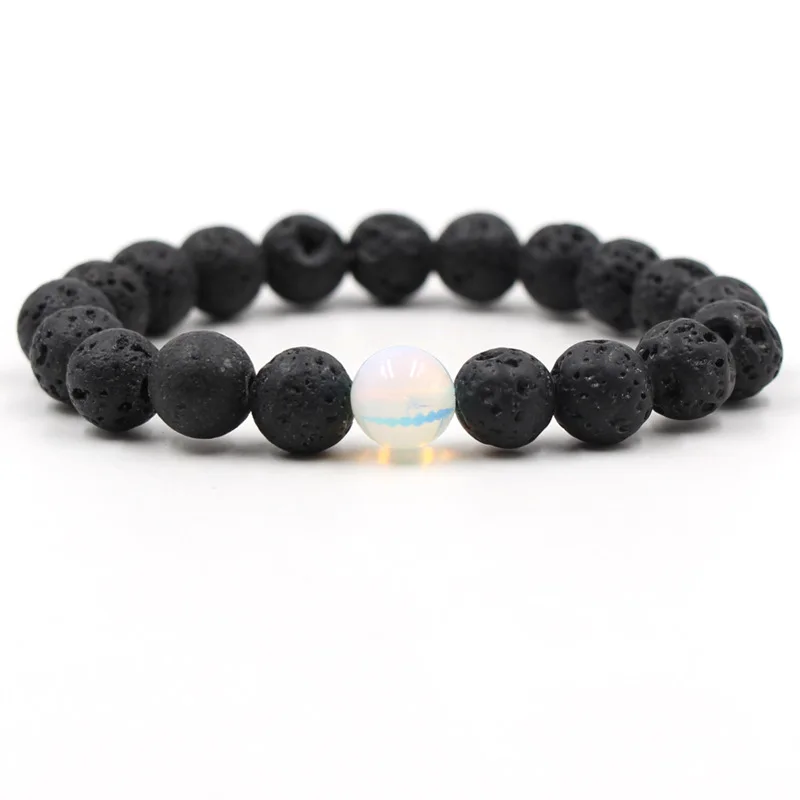 Женская 10 мм черная лава амазоний Howlite синий тигровый глаз браслет из бисера DIY