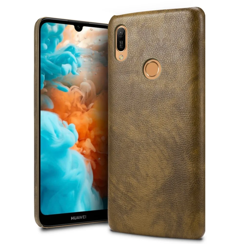 SLEO for Huawei Y6 2019 Case PU Leather Hard Plastic Back Cover Phone 6.09&quot |