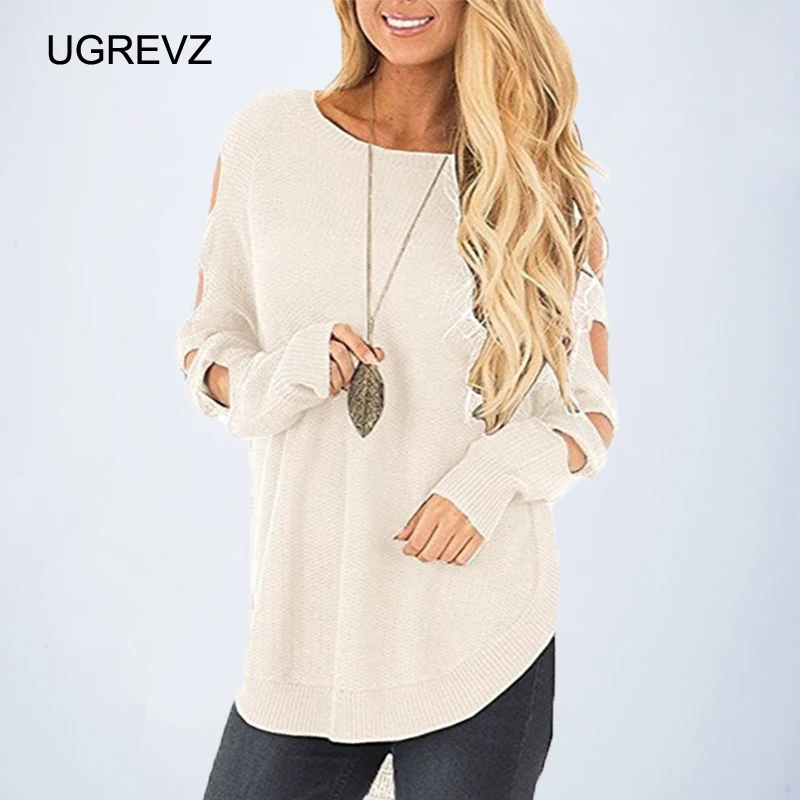 Long Sleeve Round Neck 2019 New Women's Knitted Hollow Loose Sweater Pullover Jumper Acrylic Material Daily Casual Occasion | Женская