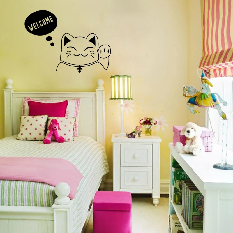 Наклейка на стену с изображением из мультфильма Lucky Cat Виниловая наклейка для