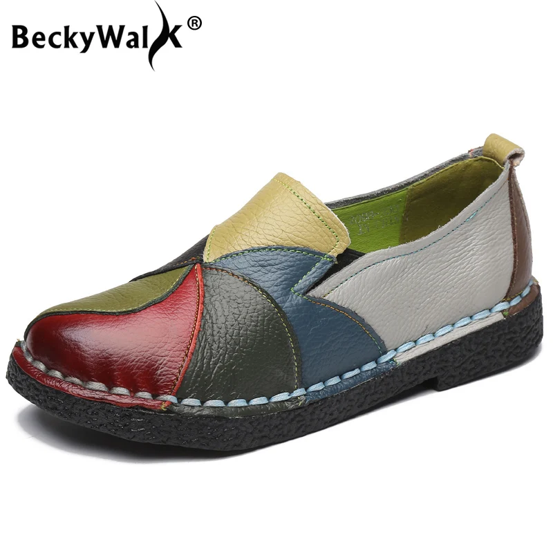 Женская обувь ручной работы в стиле ретро BeckyWalk повседневная из натуральной кожи