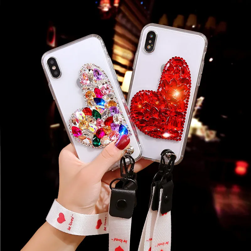 Для samsung S7 край S8 S9 S10 плюс Примечание 5 8 9 Роскошный Блеск Алмазный Сердце телефон