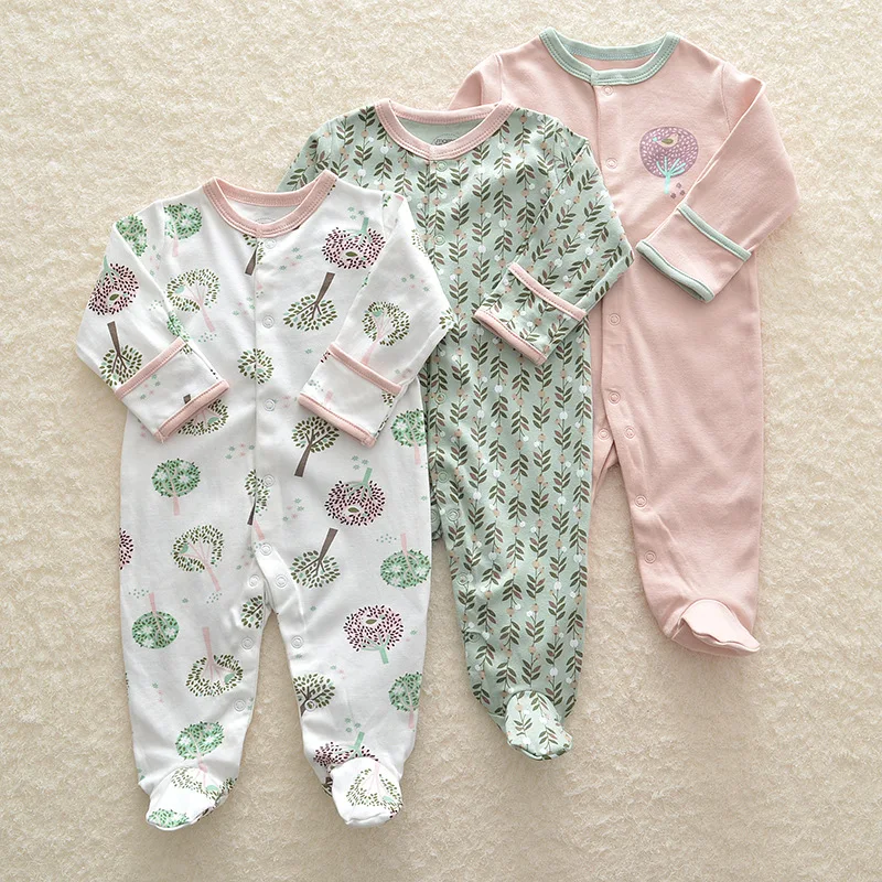 Детские пижамы из хлопка для новорожденных bebe одежда 3 шт Одежда для девочек единорожки Пижама для младенцев Одежда для мальчиков комбинезон для малышей