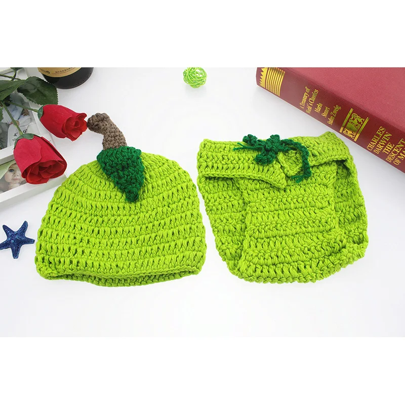 Newborn Modeling Baby Photography Props Boys Girls Crochet Manual Knit Red Green fruit Set Warm Kids Gift Berries Hat Souvenir | Детская