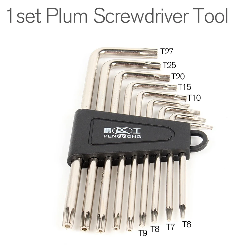 9 piece sets 9 шт./компл. Torx L Форма шестигранный ключ Отвертка инструменты для ремонта комплект Многофункциональный Слива Отвертка Инструмент T6-T27 таможенный приходной ордер Standrad угол 90 ° - Цвет: 9 piece sets