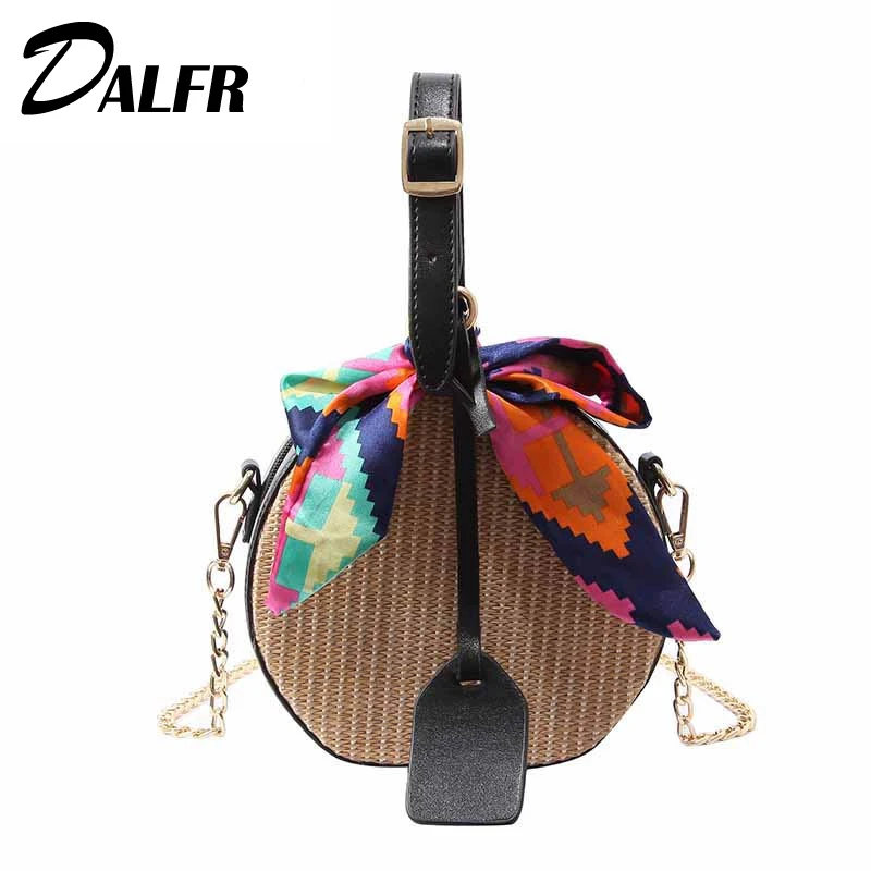 DALFR 2019 модные сумки летние пляжные женские круговые через плечо ленточки