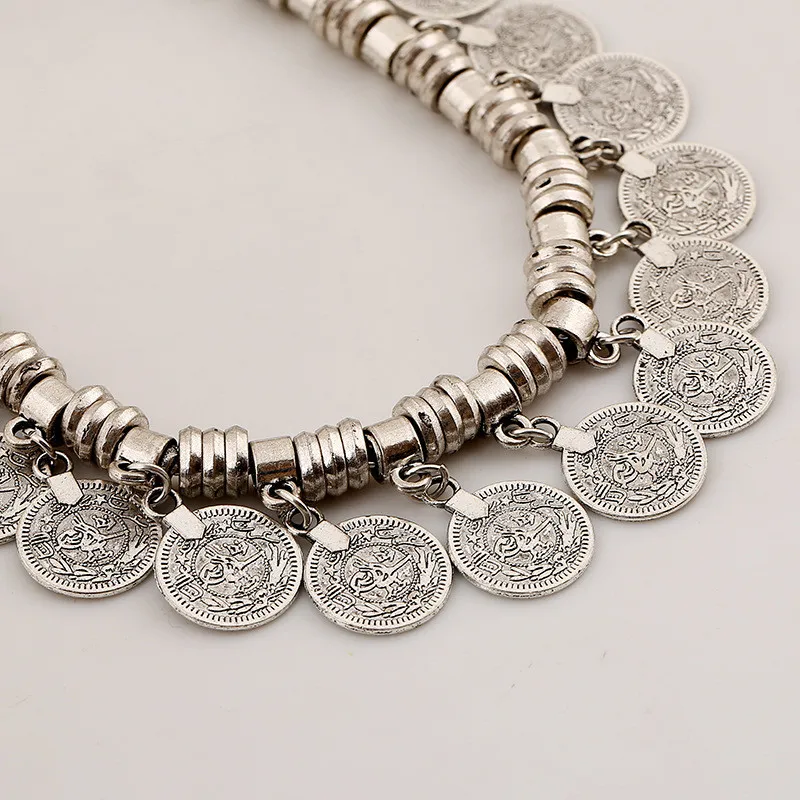 Женское колье чокер с кисточкой и монеткой в этническом стиле|jewelry charm necklace|jewelry
