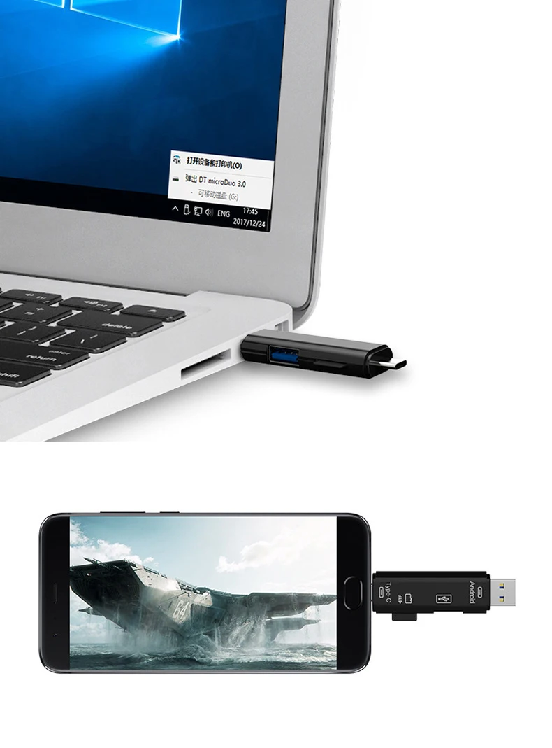 Kuman 2,0 OTG кард-ридер USB MicroUSB TypeC интерфейс с Micro SD USB TF слот для карт флэш-памяти для телефона Y211