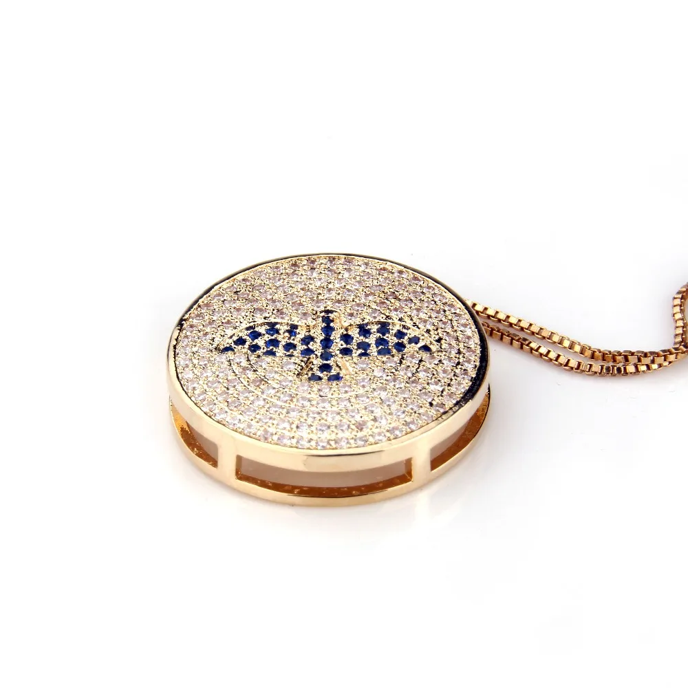 New Designed Charka Bird Round Copper Cubic Zirconia Religious Pendulum Pendant Necklace Jewelry for Women Party Gift | Украшения и