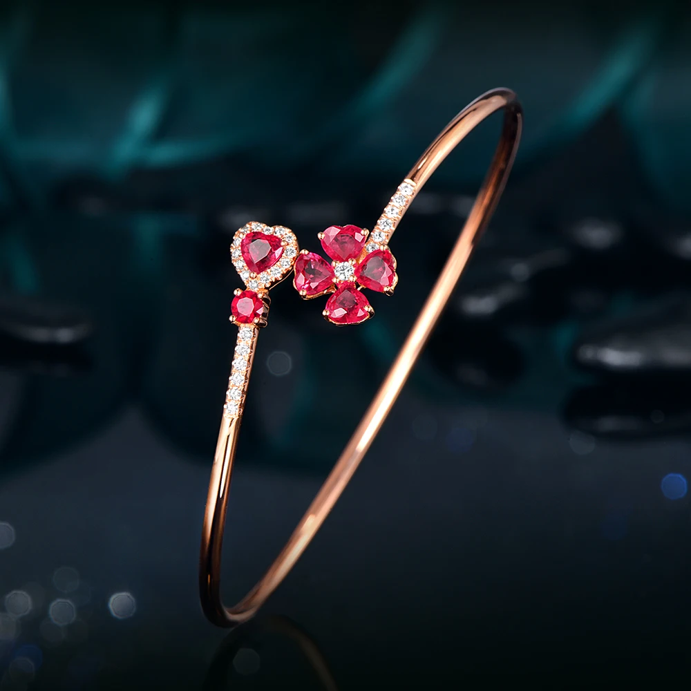 Caimao ювелирные изделия 1.79ct натуральный рубин и 0.19ct проложить АЛМАЗ 18K розовое
