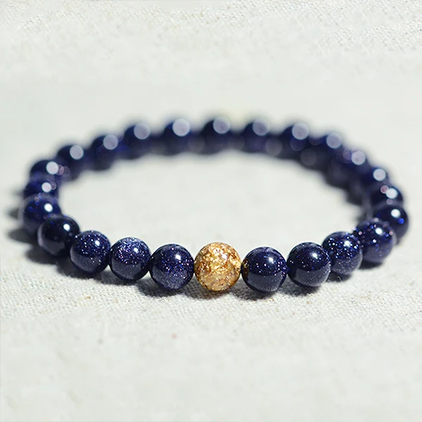 

Lover's Gifts Natural Blue Sandstone Beads Bracelet Elastic Charm Strand Bracelets For Men Women Vintage Jewelry