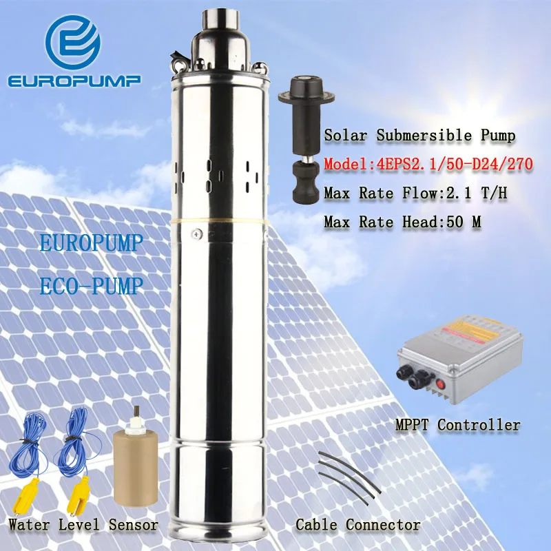 Модель EUROPUMP (4EPS2.1/50-D24/270) Погружной Солнечный насос постоянного тока из