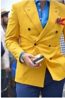 latest coat pant men suit yellow double breasted blazer casual style man 2 piece mens wedding prom party suitsjacketpants