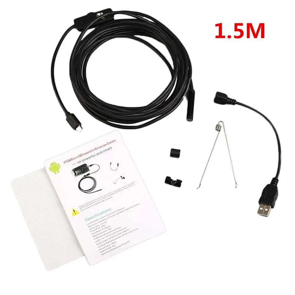 Gizcam 1/1. 5/2/3,5 m OTG Android эндоскоп осмотр USB бороскоп светодиодный мини-камера прицел автомобильный эндоскоп для смартфона - Цвет: 150CM