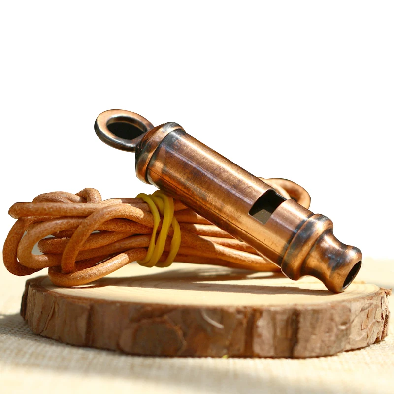 

Metal Copper Emergency Survival Lifeguard Necklace Whistle for Hiking Camping Outdoor Sports with lanyard Keychain special gifts