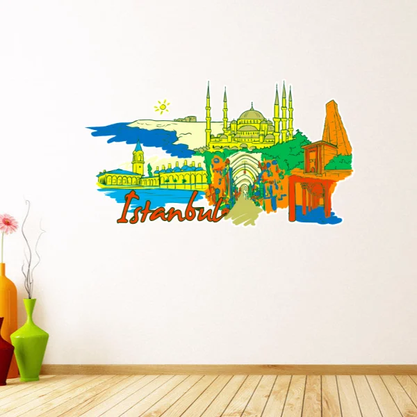 Стамбул иллюстрация путешествия слово знаковая Наклейка на стену Свадебный
