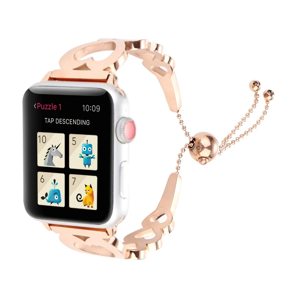 Модный браслет из нержавеющей стали для женщин ремешок часов Apple Watch series 4 3 2 1