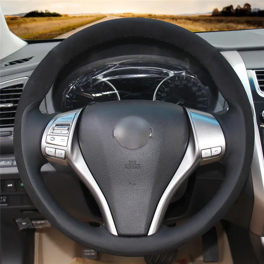 Style-06 MEWANT Черный Бежевый кожаный чехол на руль для Nissan Teana 2013- Altima 2013- X-Trail- Qashqai - Название цвета: Style-06