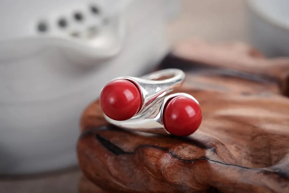 Luxury Jewelry Girls Ring New 8-8.5mm Natural Inlay blue STONErs red Coral 925 Lovely Fine RINGS 6 7 8 9# | Украшения и