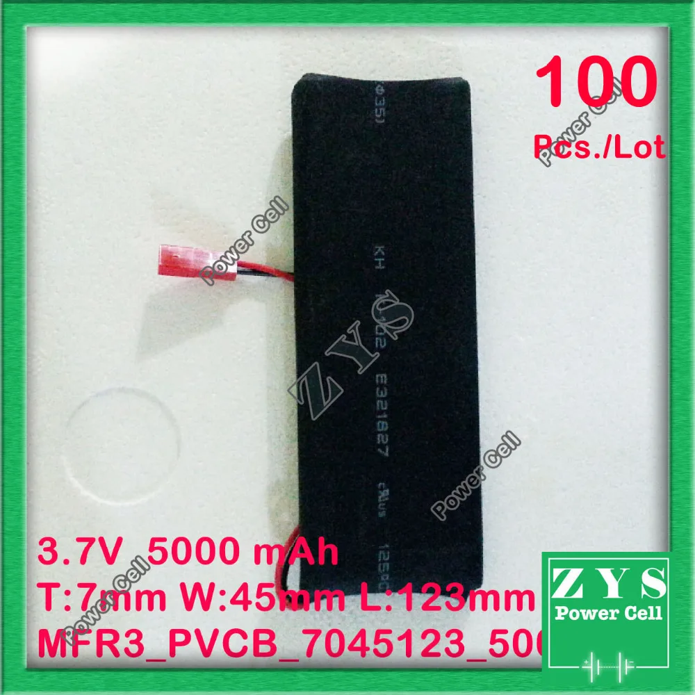 100 шт./партия литий полимерные аккумуляторы 3 7 7045123 мАч 2 контакта|polymer battery|battery 5000mah