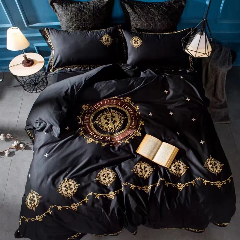 Новое поступление черный 60 хлопок вышивка четыре шт вышитые принц Китай ночь