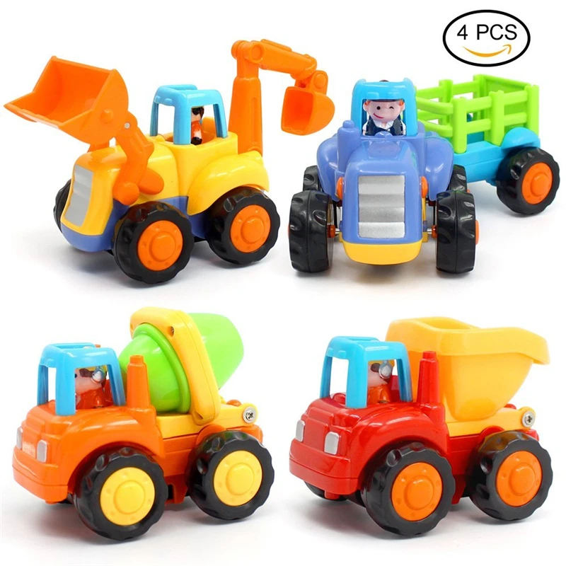 

Inertia Early Educational Toddler Toy Friction Powered Push and Go Cars Tractor Bulldozer Dumper Cement Mixer Engineering Toy