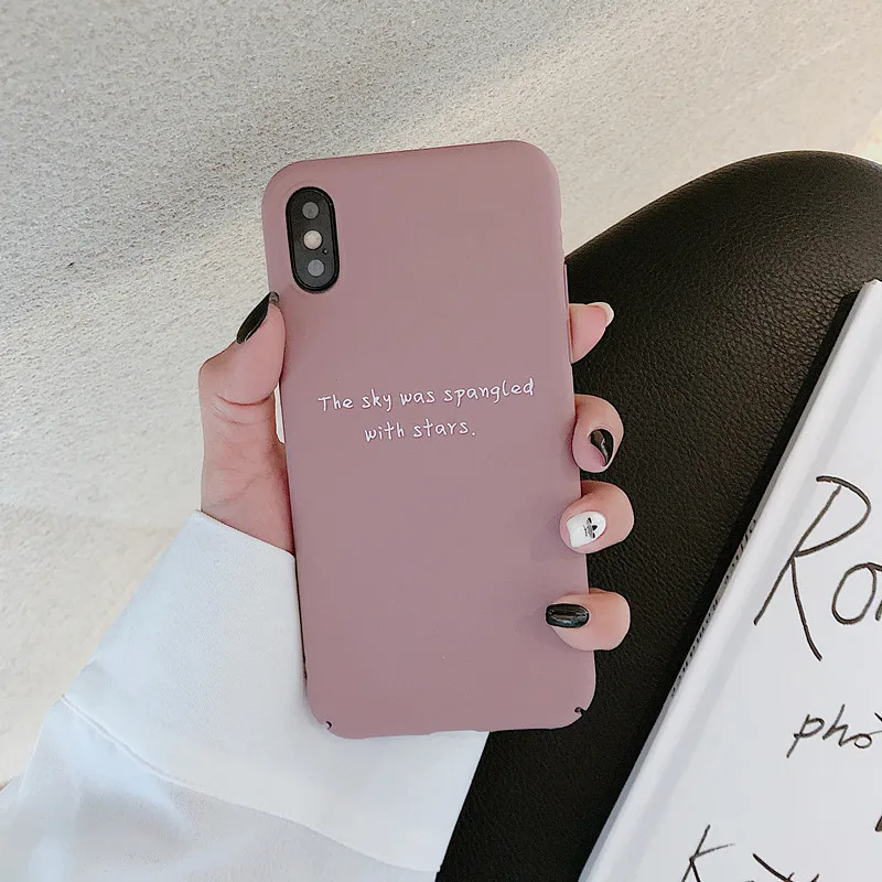 Розовый английский Матовый Жесткий PC чехол для iPhone 7 8 Plus противоударный X XS Max XR 6s 6