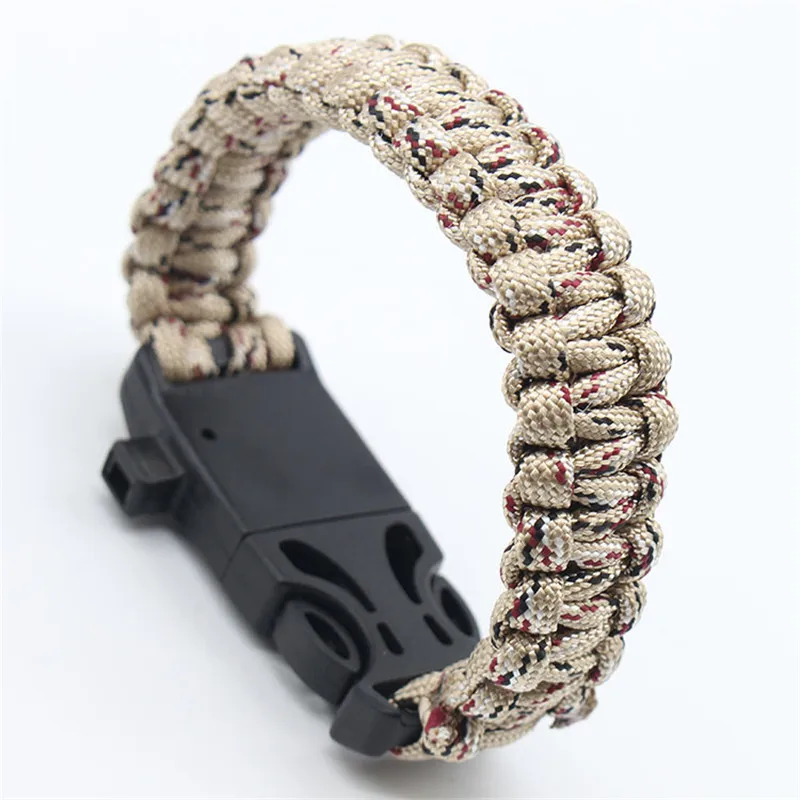 Desert Camo Открытый безопасности выживания Паракорд Браслет свисток с компасом Многофункциональный Аварийный Кемпинг Пешие Прогулки парашют без кремня - Цвет: Desert Camo
