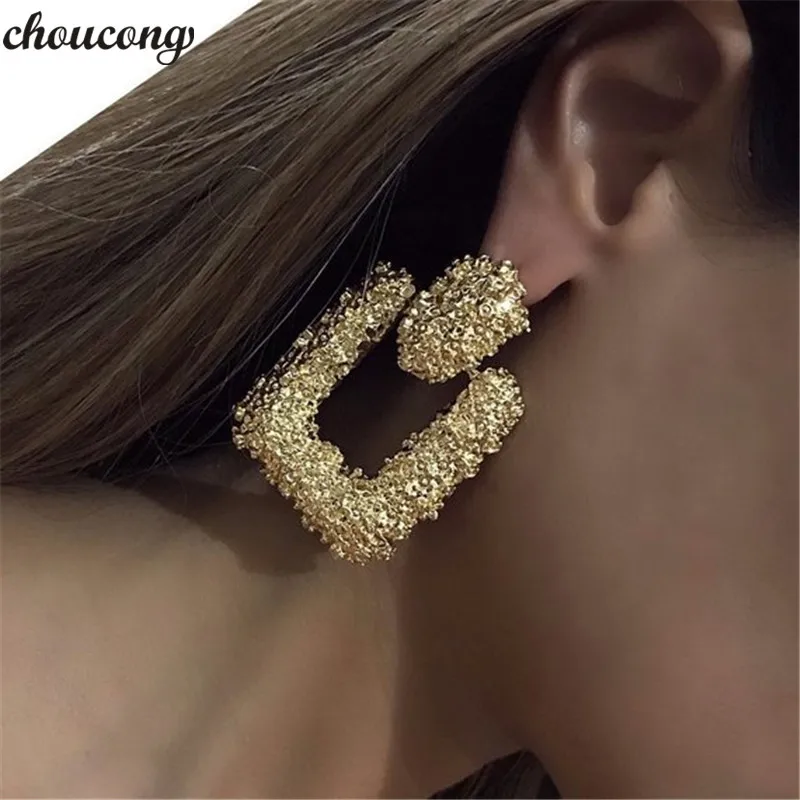 Женские серьги капельки choucong большие металлические золотого цвета для вечеринок