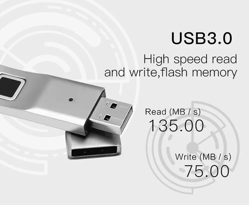 Usb флеш-накопитель с отпечатком пальца 3,0 Флешка 32 Гб металлический биометрический считыватель отпечатков пальцев usb память ПК шифрование