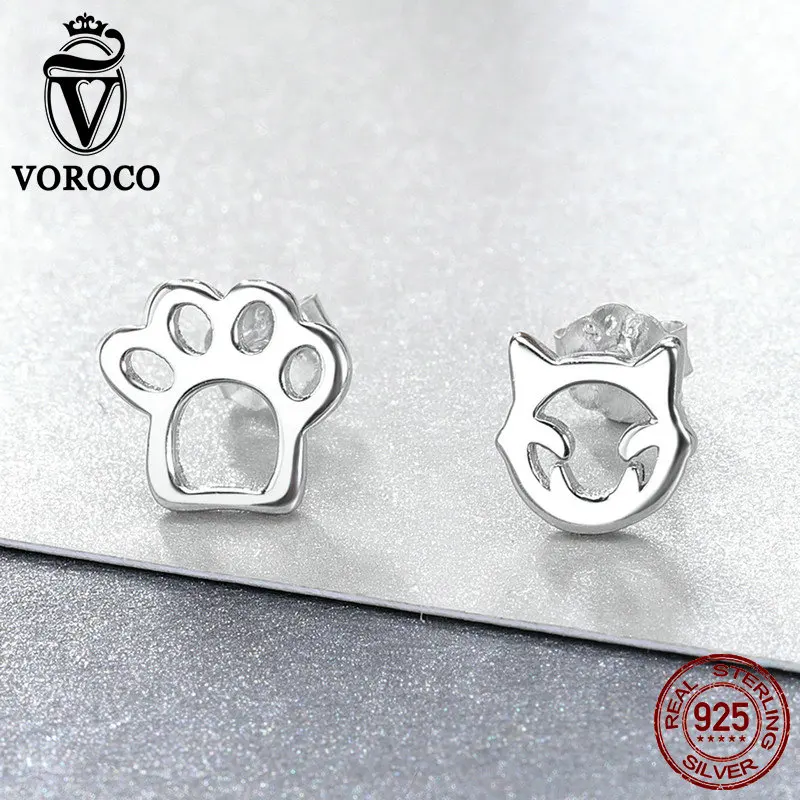 Серьги гвоздики серебряные в виде кошек и животных VSE148|Серьги-гвоздики| |