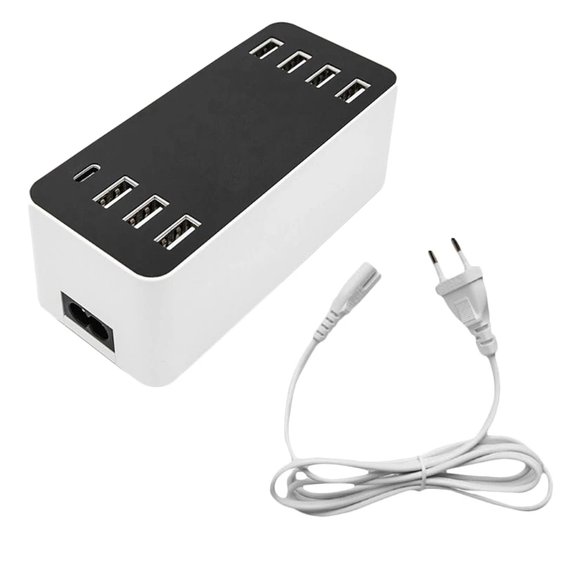 7 портов Usb 1X Тип C зарядное устройство с напряжением тока ЖК дисплей для смартфона