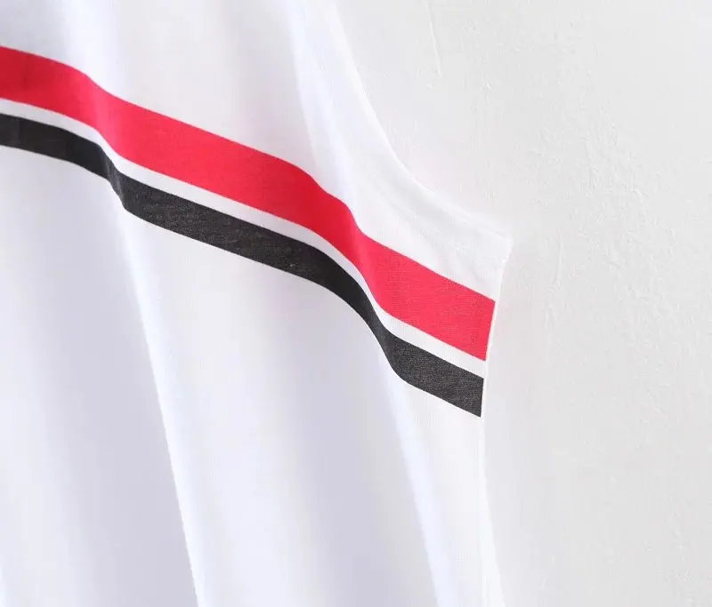 2017 Лето Горячие Продажа Рукавом Красный Черный Полосатый Белая Рубашка Вскользь