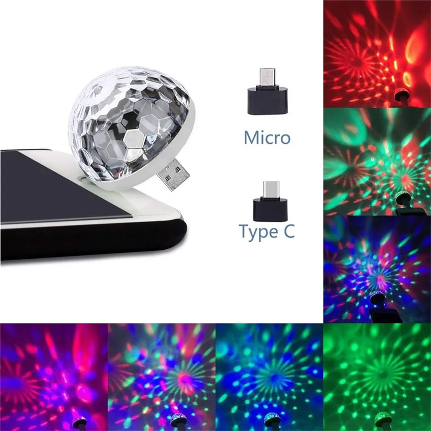 USB лазерный светильник мини RGB LED диско шар форма сценический эффект удобные