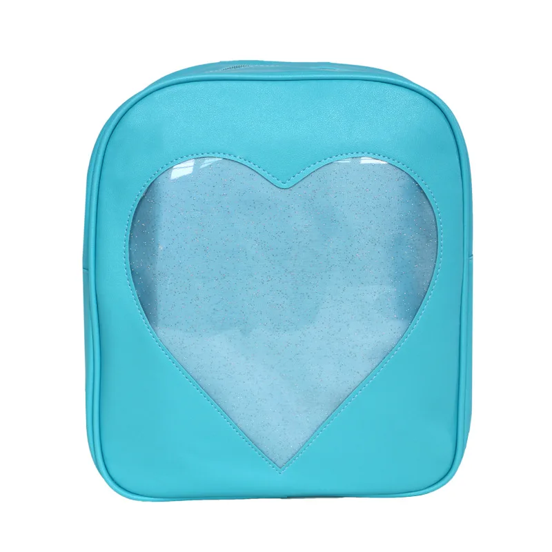 Blue XZXBBAG карамельный цвет из искусственной кожи Ita сумка DIY прозрачный любовь сердце форма Рюкзак Kawaii школьные сумки Харадзюку для девочек-подростков - Цвет: Blue