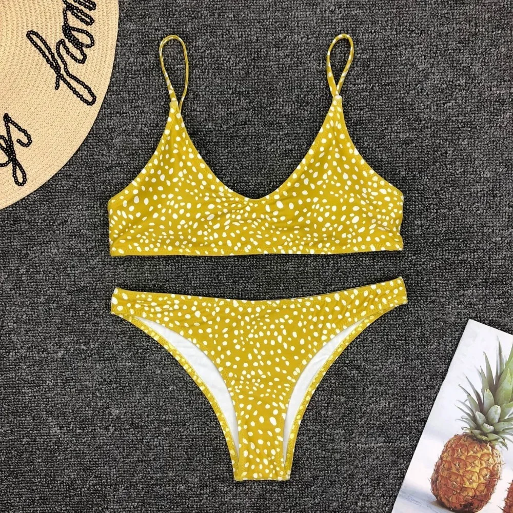 2019 Women Sexy Dot Printed Low Waist Bikini Sets Brazilian Female Swimwear Bathing Suits Push Up Summer Beach Wear |