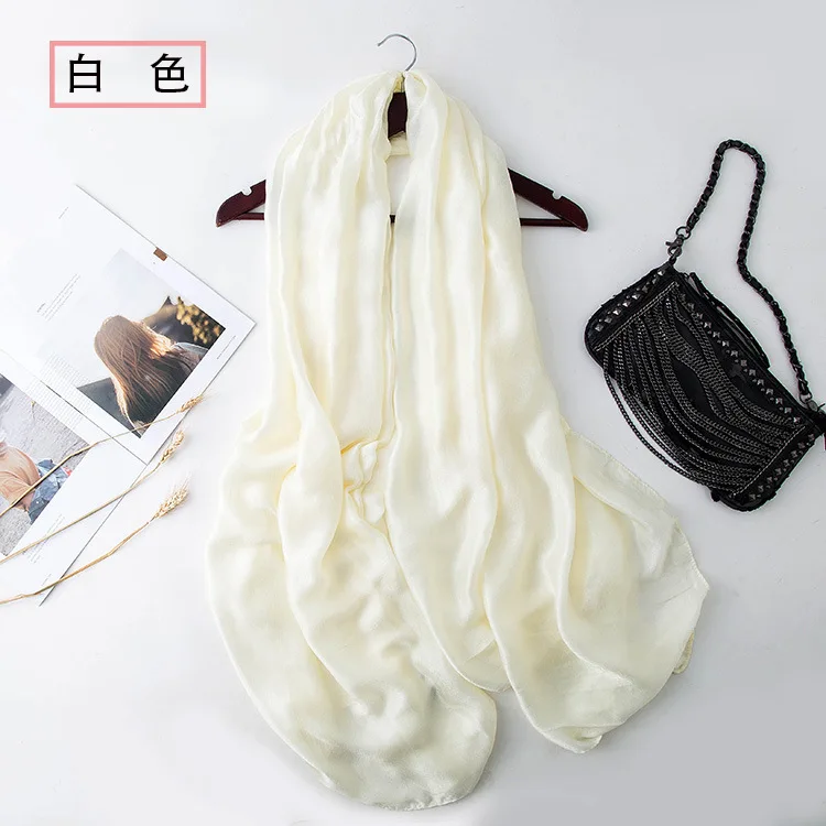 Однотонный женский шарф Осень зима Роскошный Матовый атласный шелковый