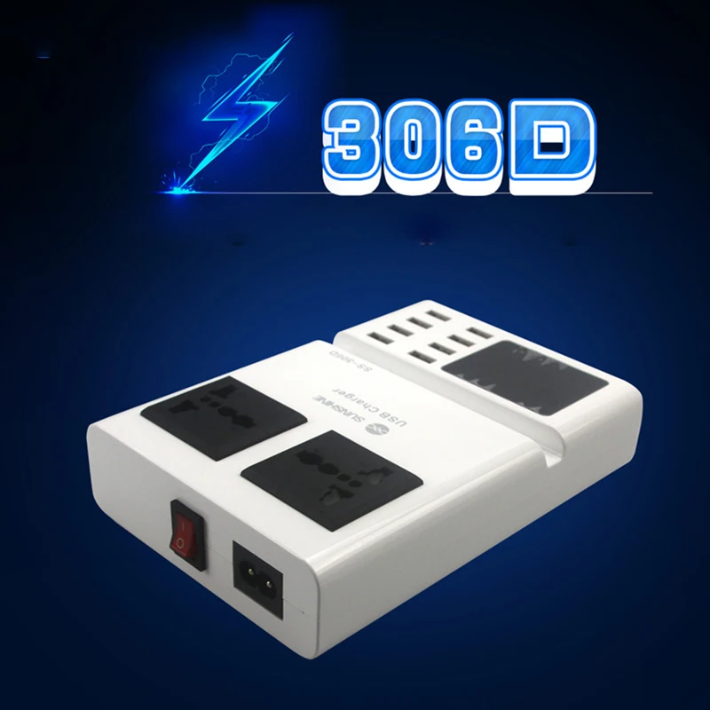 SS 306D портативный 3 в 1 интеллектуальный 8 Порт USB зарядное устройство светодиодный