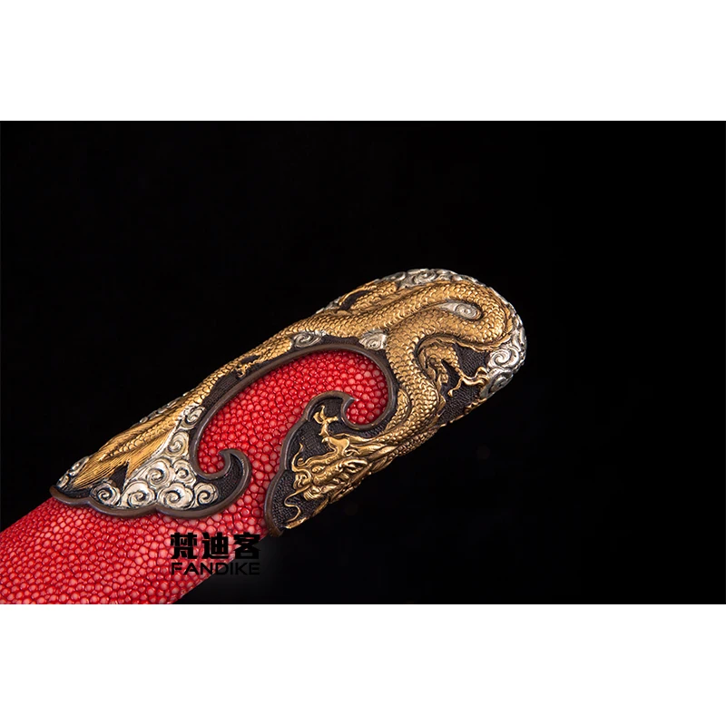 

High Quality Handmade Folded Steel Chinese sword Qing dynasty Wrap Real leather Handle And Sheath Qing Dao Sharp Edge