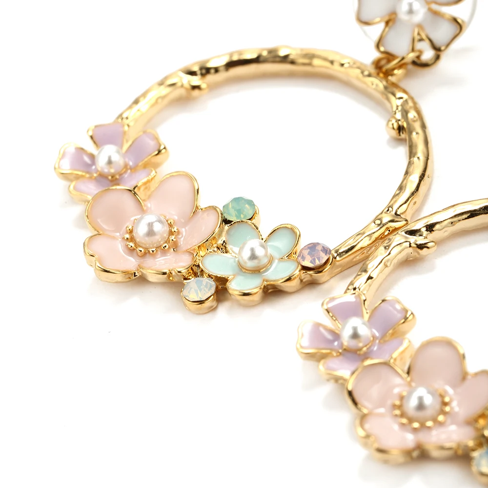 Women Girl Dangle Drop Earrings for Ladies with Flower Floral Small Pearl Long Fashion Personality | Украшения и аксессуары