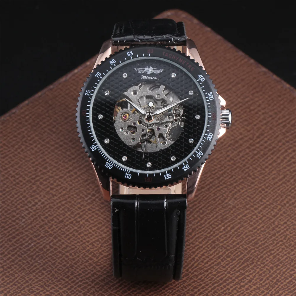 Часы-скелетоны Мужские механические с автоматическим ремешком и хронографом на