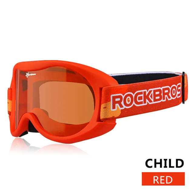 Child Red ROCKBROS, детские лыжные очки, противотуманные лыжные очки, двойные очки для сноубординга, PC линзы, TPU, УФ-оправа, очки для взрослых - Цвет: Child Red