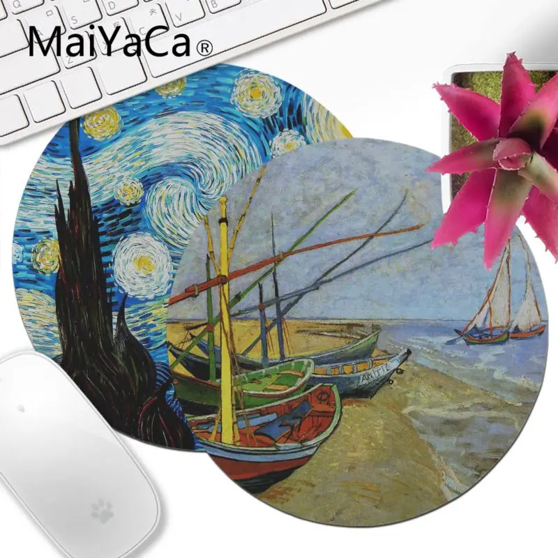 Высокоскоростной круглый коврик для мыши MaiYaCa с картиной Винсента Ван Гога